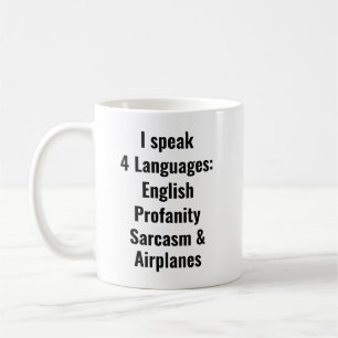 Ich spreche 4 Sprachen, Englisch, Französisch, Sar Kaffeetasse