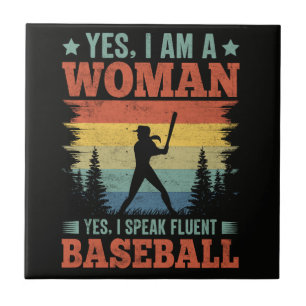 Ich spreche fließend Baseball weibliche Spielerin Fliese