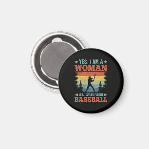 Ich spreche fließend Baseball Weiblicher Spieler F Magnet