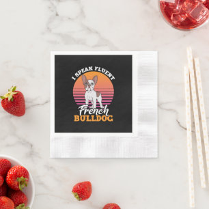 Ich spreche fließend Französisch Bulldog Frenchie  Serviette