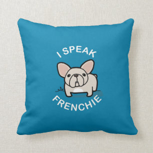 Ich spreche Frenchie - Blau Kissen
