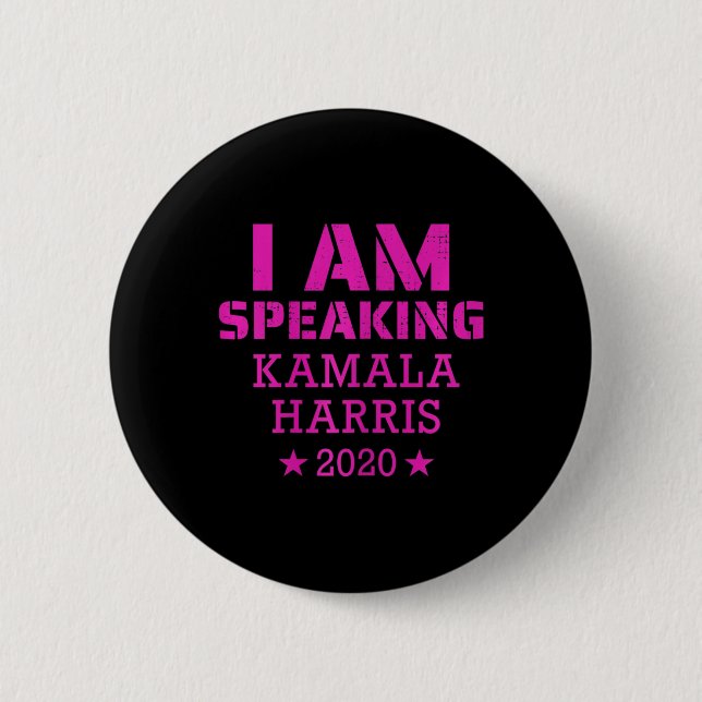 Ich spreche Kamala Harris 2020 Vizepräsident De Button (Vorderseite)