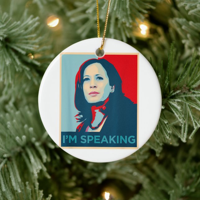 Ich spreche Kamala Harris Keramik Ornament (Baum)