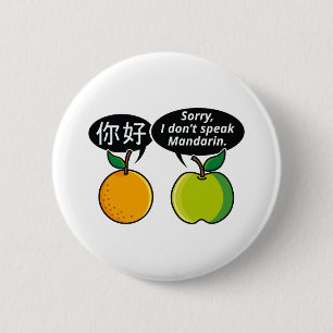 Ich spreche nicht Mandarine Button