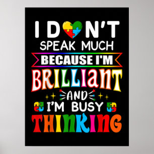 Ich spreche nicht viel brillantes Autismus autisti Poster