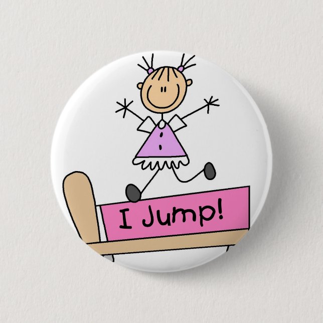 Ich springe Stickfigur Knopf Button (Vorderseite)