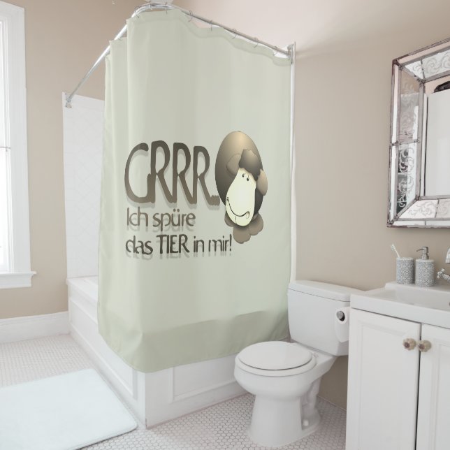 "Ich spüre das Tier in mir" in Sepia Duschvorhang (Beispiel)