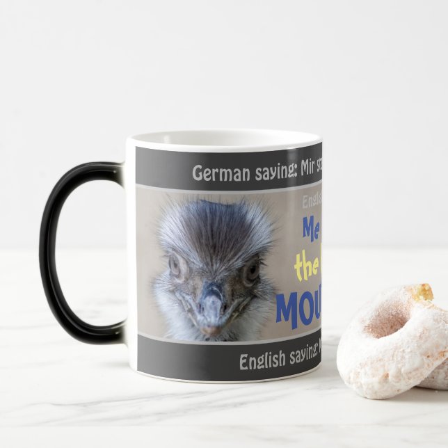 Ich stand den Berg an - albern deutsch! Verwandlungstasse (Mit Donut)