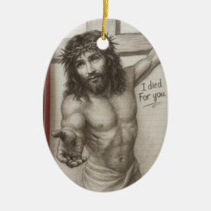 Ich starb für dich keramik ornament