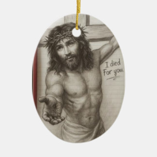 Ich starb für dich keramik ornament