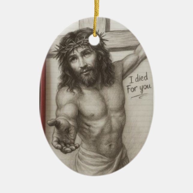 Ich starb für dich keramik ornament (Vorne)
