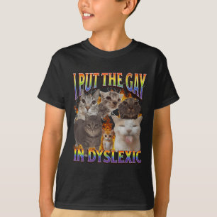 Ich stecke das Gay in dyslexisches lustiges Katzen T-Shirt