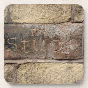 "Ich stecke fest" ein anderer Stein in der Wand Getränkeuntersetzer