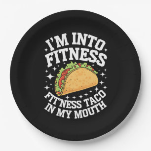 Ich Stehe Auf Fitness Fitness-Taco In Meinem Mund Pappteller