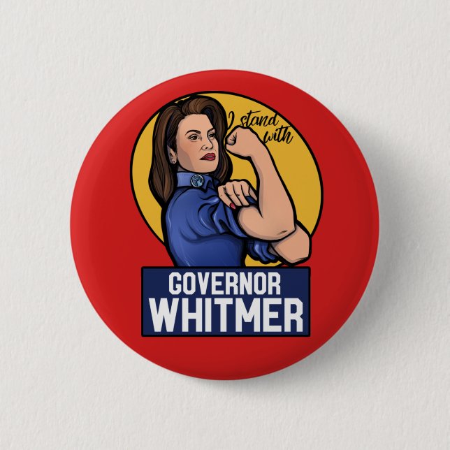 Ich stehe bei Gouverneur Whitmer Button (Vorderseite)