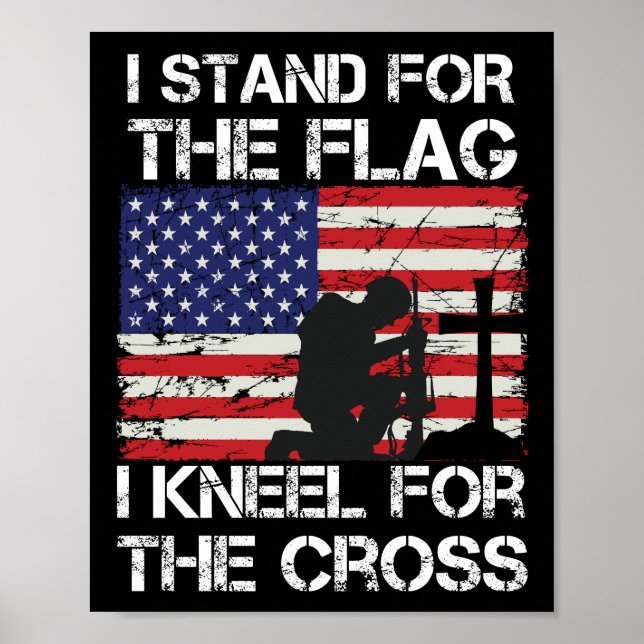 Ich stehe für das Flaggennetz der Cross Flag USA Poster (Vorne)