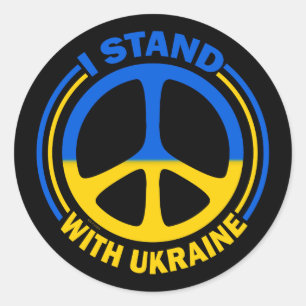 Ich stehe für das ukrainische Friedenssymbol Runder Aufkleber