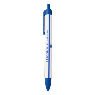 Ich stehe für Israel-Zoll-Blauer-Text Israel-Flagg Kugelschreiber