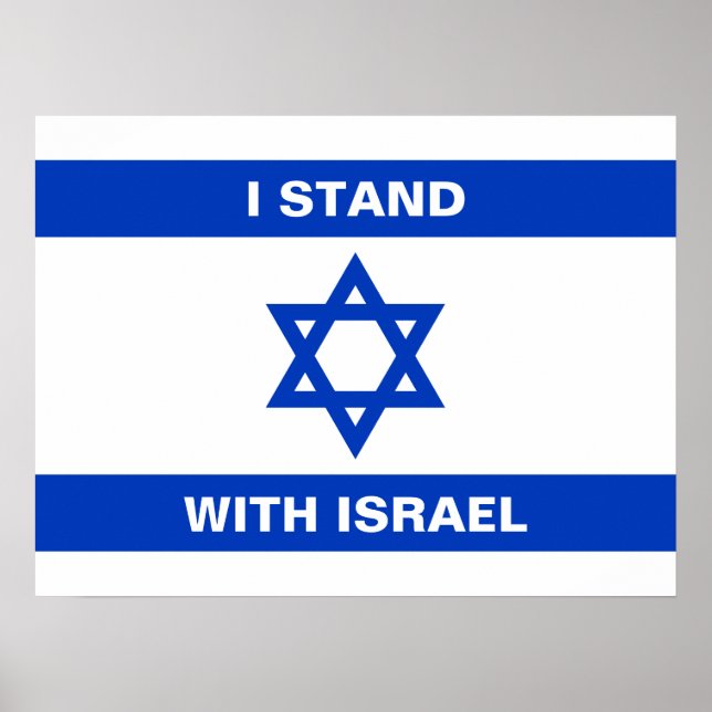 Ich stehe für Israel-Zoll-weißer Text Israel-Flagg Poster (Vorne)