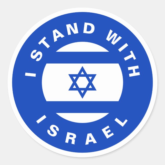 Ich stehe für Israels Blaue Flagge Runder Aufkleber (Vorderseite)