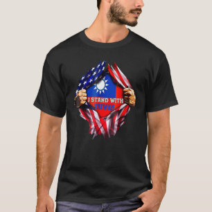 Ich stehe hinter der Flagge Taiwans Flagge der USA T-Shirt