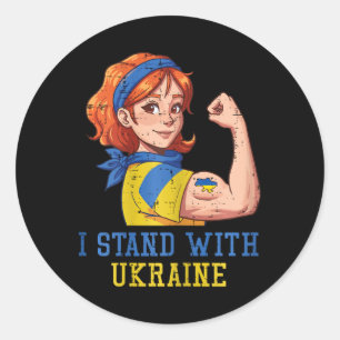 Ich stehe hinter der starken Ukraine-Frau unzerbre Runder Aufkleber
