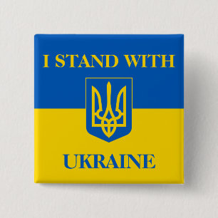 Ich stehe hinter der Ukraine. Ukrainische Flagge & Button