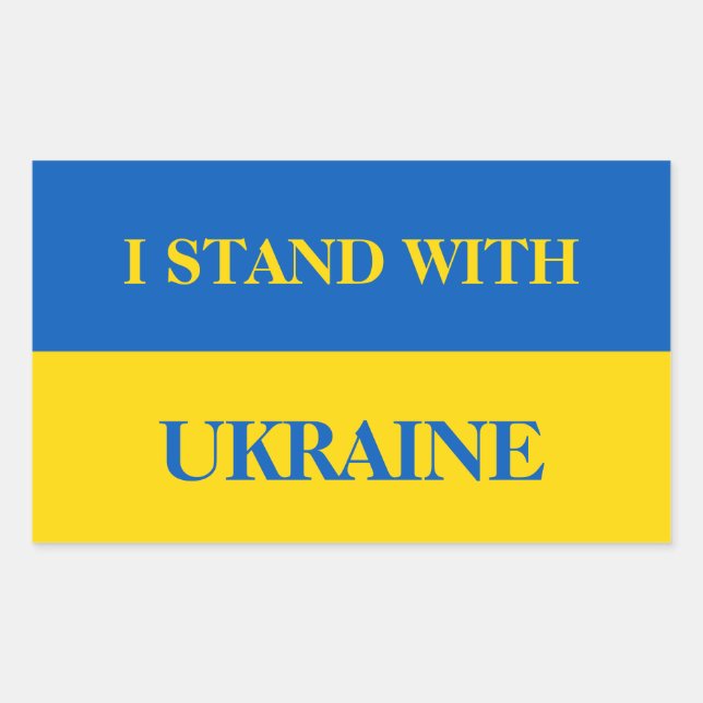 Ich stehe hinter der Ukraine. Ukrainische Flagge. Rechteckiger Aufkleber (Vorderseite)