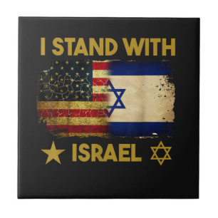 Ich stehe hinter Israel Amerika-Flagge Fliese