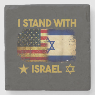 Ich stehe hinter Israel Amerika-Flagge Steinuntersetzer