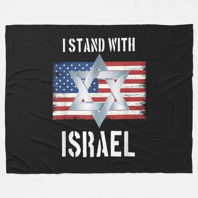 ich stehe hinter Israel  Fleecedecke (Vorderseite (Horizontal))