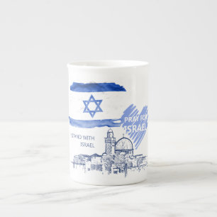 Ich stehe hinter Israel. Ich bete für Israel.  Prozellantasse