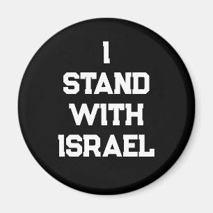 Ich stehe hinter Israel schwarze weiße Serifenschr Magnet