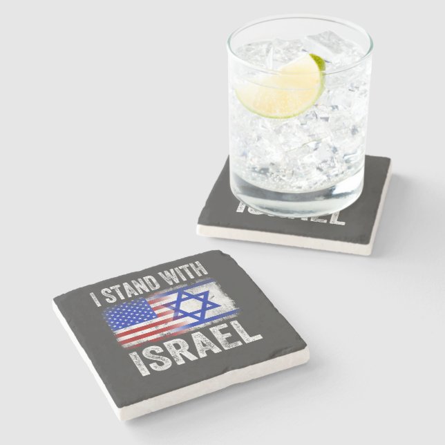Ich stehe hinter Israel Steinuntersetzer (Seitenansicht)