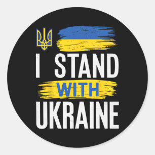 Ich stehe hinter Ukraine Patriotische ukrainische Runder Aufkleber