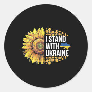 Ich stehe hinter Ukraine Sonnenblume Ukraine Fried Runder Aufkleber