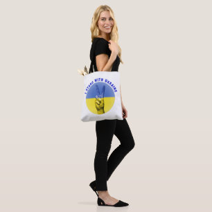 ICH STEHE MIT DEM UKRAINE FRIEDENSSIGNAL BLAU GELB TASCHE
