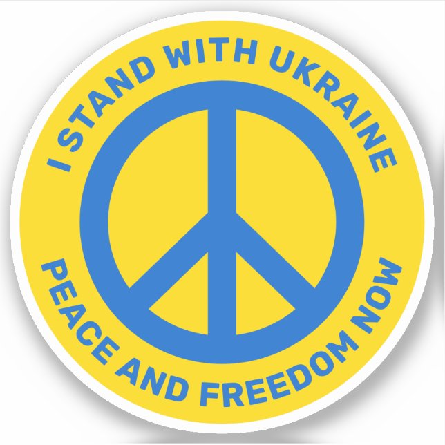 Ich stehe mit dem ukrainischen Friedenssymbol nein Aufkleber (Vorderseite)