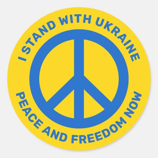 Ich stehe mit dem ukrainischen Friedenssymbol nein Runder Aufkleber (Vorderseite)