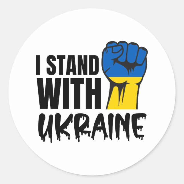 Ich stehe mit dem ukrainischen Russland-Krieg Runder Aufkleber (Vorderseite)