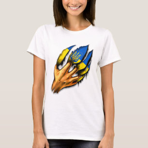 Ich stehe mit dem Wappen der Ukraine für die Unter T-Shirt