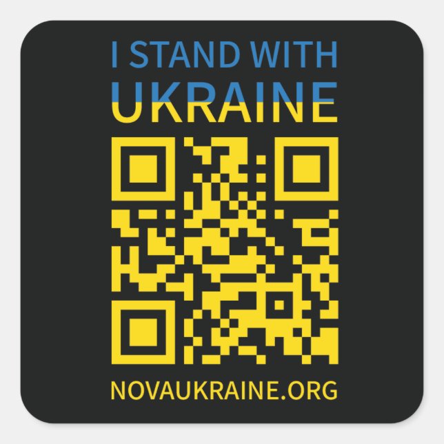 Ich stehe mit den Aufklebern in der Ukraine Quadratischer Aufkleber (Vorderseite)