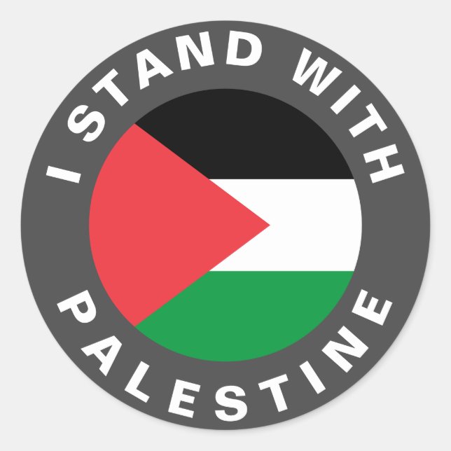 Ich stehe mit der palästinensischen Flagge persona Runder Aufkleber (Vorderseite)
