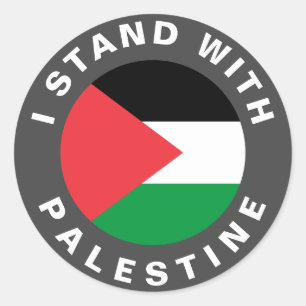 Ich stehe mit der palästinensischen Flagge persona Runder Aufkleber