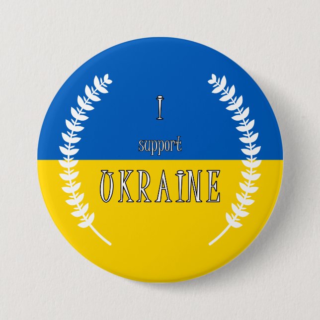 Ich stehe mit der Ukraine!!! 7,5 cm Abzeichen Button (Vorderseite)