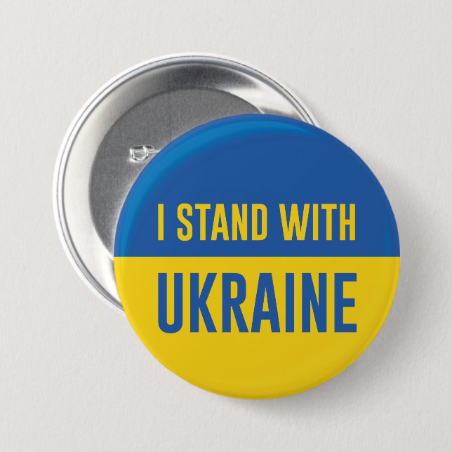 Ich stehe mit der Ukraine Button (Vorne & Hinten)