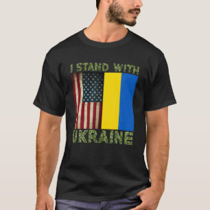 Ich stehe mit der Ukraine Camouflage amerikanisch T-Shirt