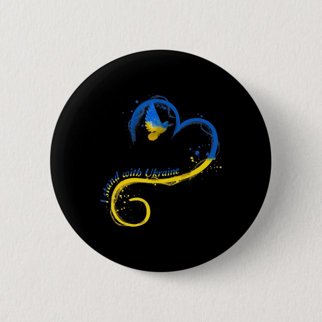Ich stehe mit der Ukraine Dog Flag friedliche Ukra Button (Vorderseite)