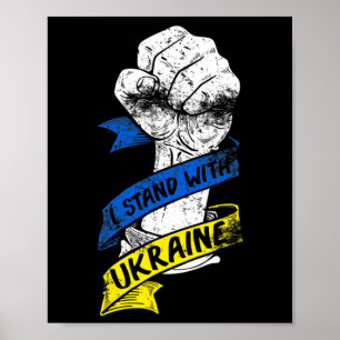 Ich stehe mit der Ukraine-Flagge Power Ribbon Supp Poster
