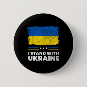 Ich stehe mit der Ukraine-Flagge - Ukrainische Fla Button